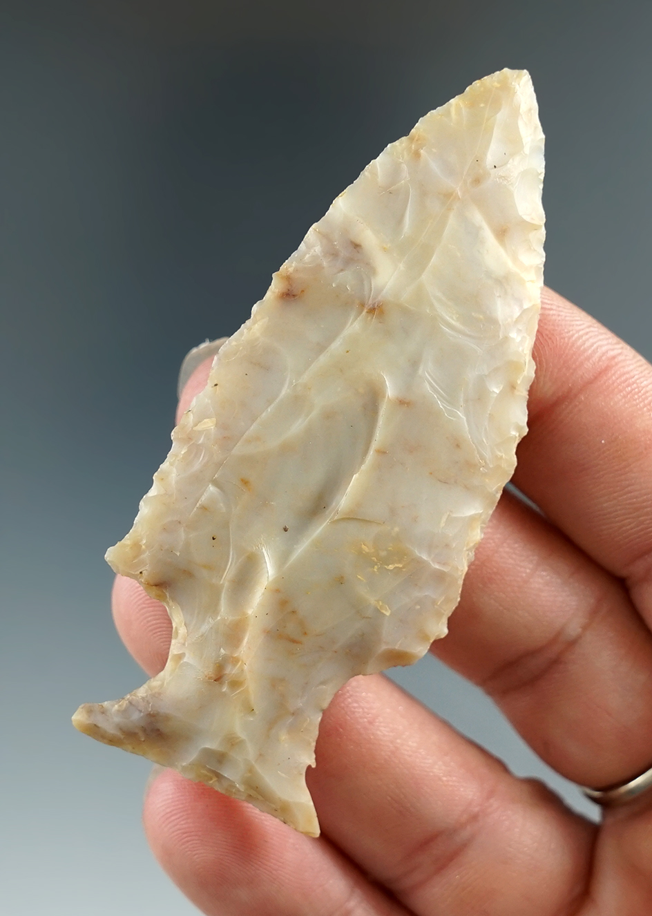 2 7/8" Motley point made from Flint Ridge Flint found in northern Kentucky.