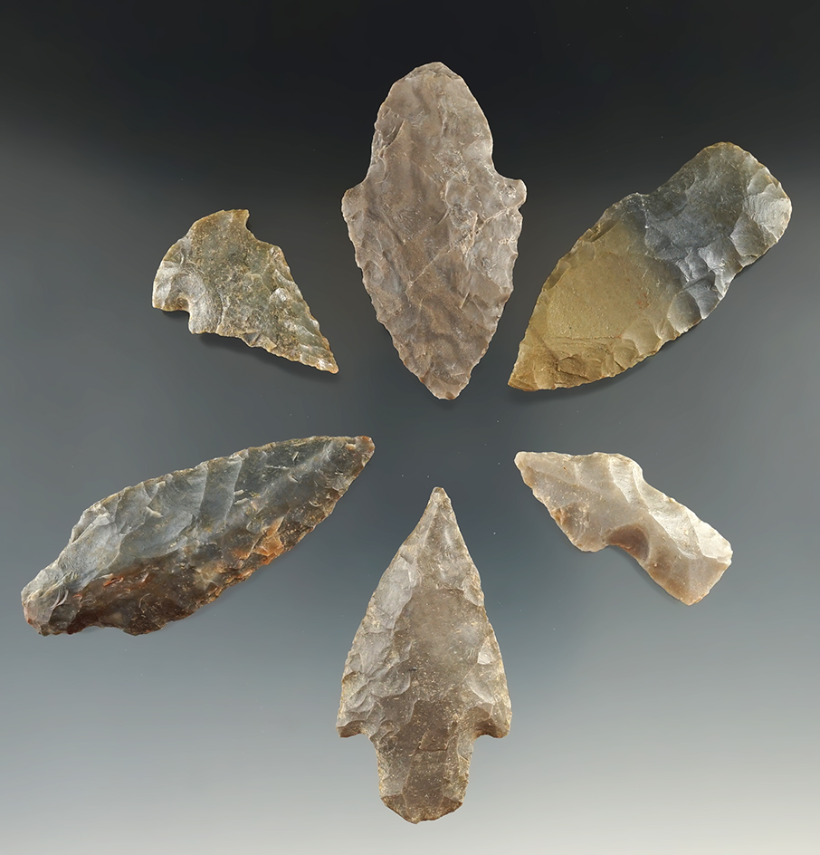 Set of six Kentucky points, largest is 2 5/8".