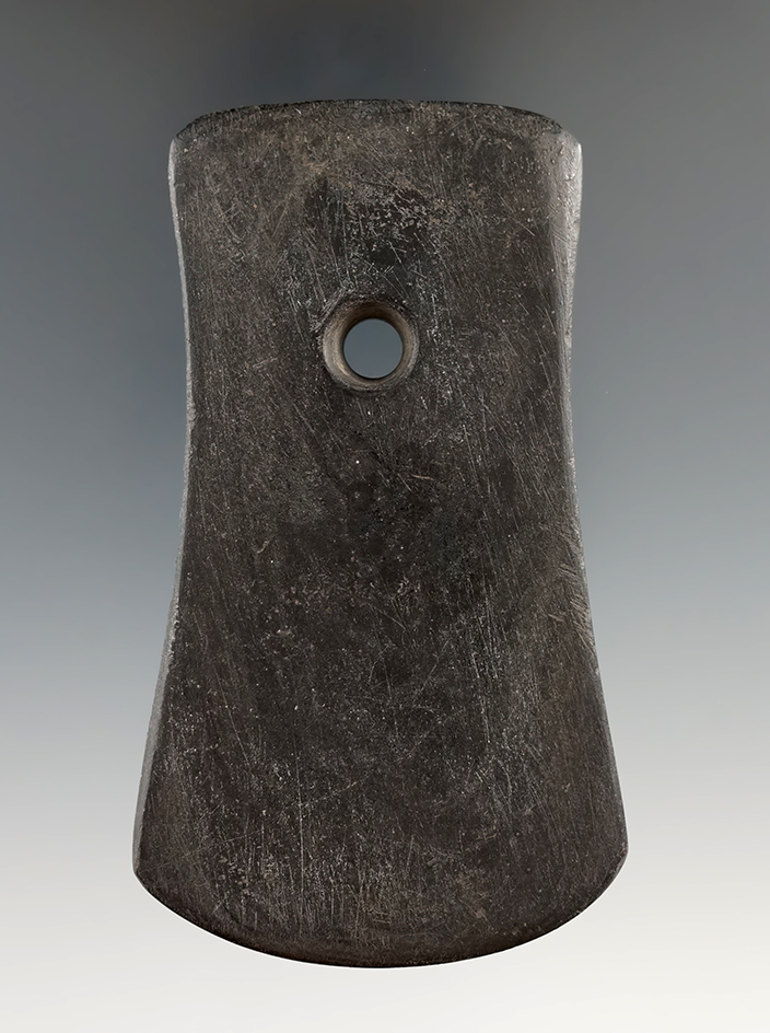 3 1/2" Adena Keyhole Pendant made from Slate, found in Crawford Co., Ohio. Ex. Byron Anderson.