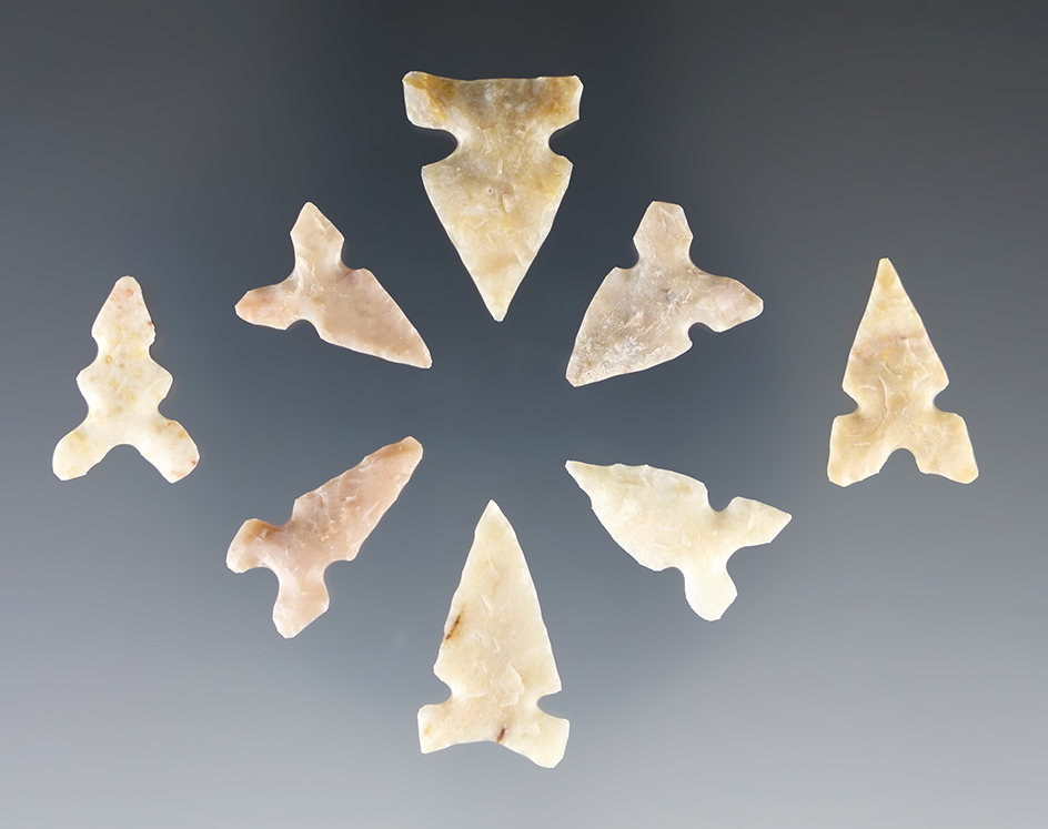 Set of 8 Toyah Points found in Texas. Largest is 7/8".