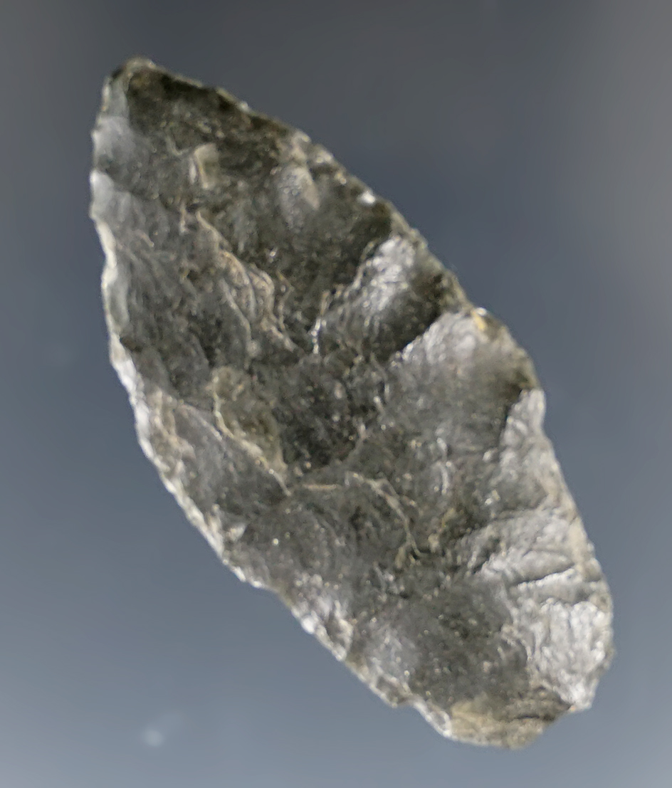 1 13/16" Inuit point found in Alaska and made from patinated Obsidian.