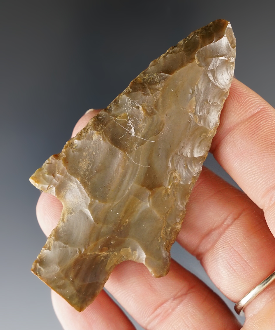 2 7/8" Kentucky Stemmed Point made from beautiful Carter Cave Flint.