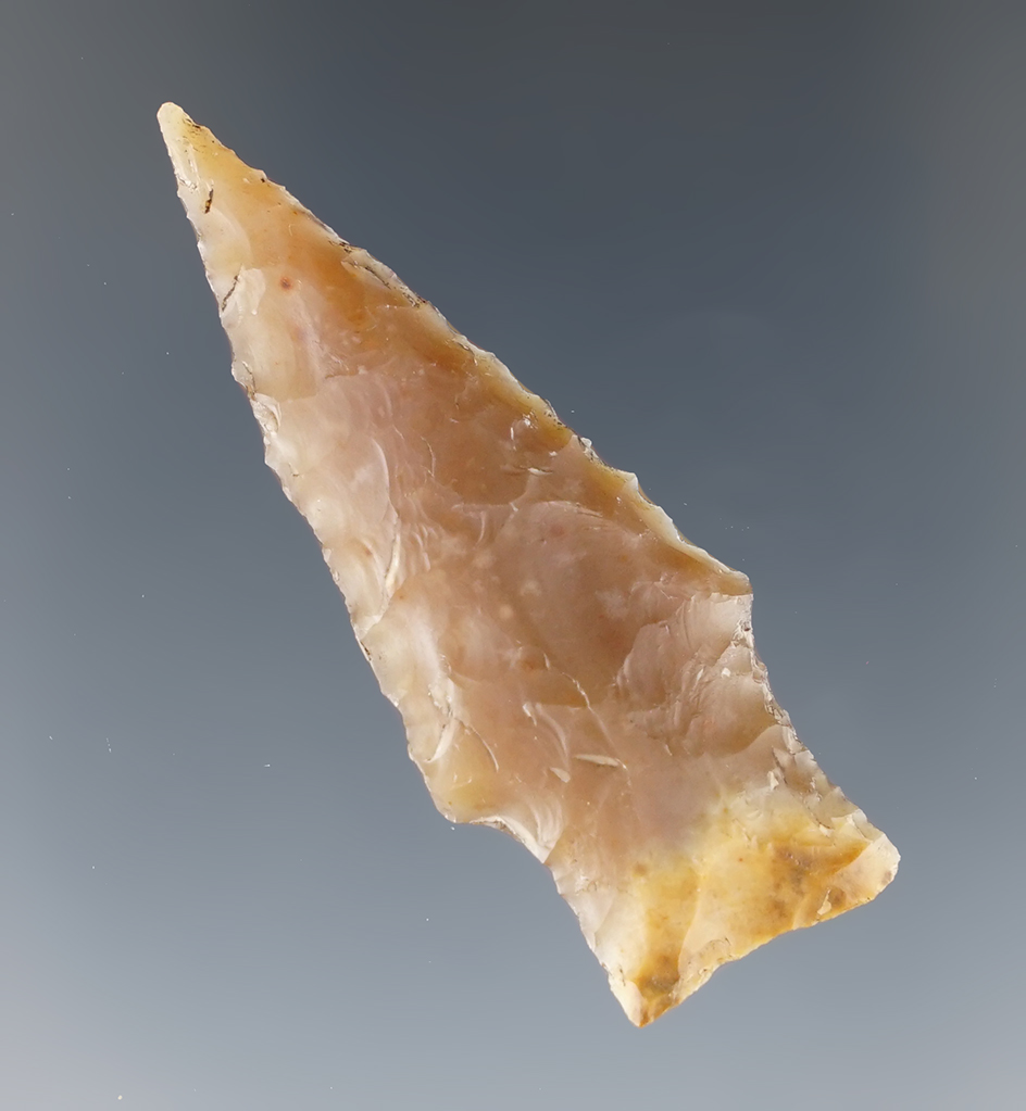 1 15/16" Darl that is colorful with nice flaking. Found in Williamson Co., Texas. Ex. Mark Van Horne