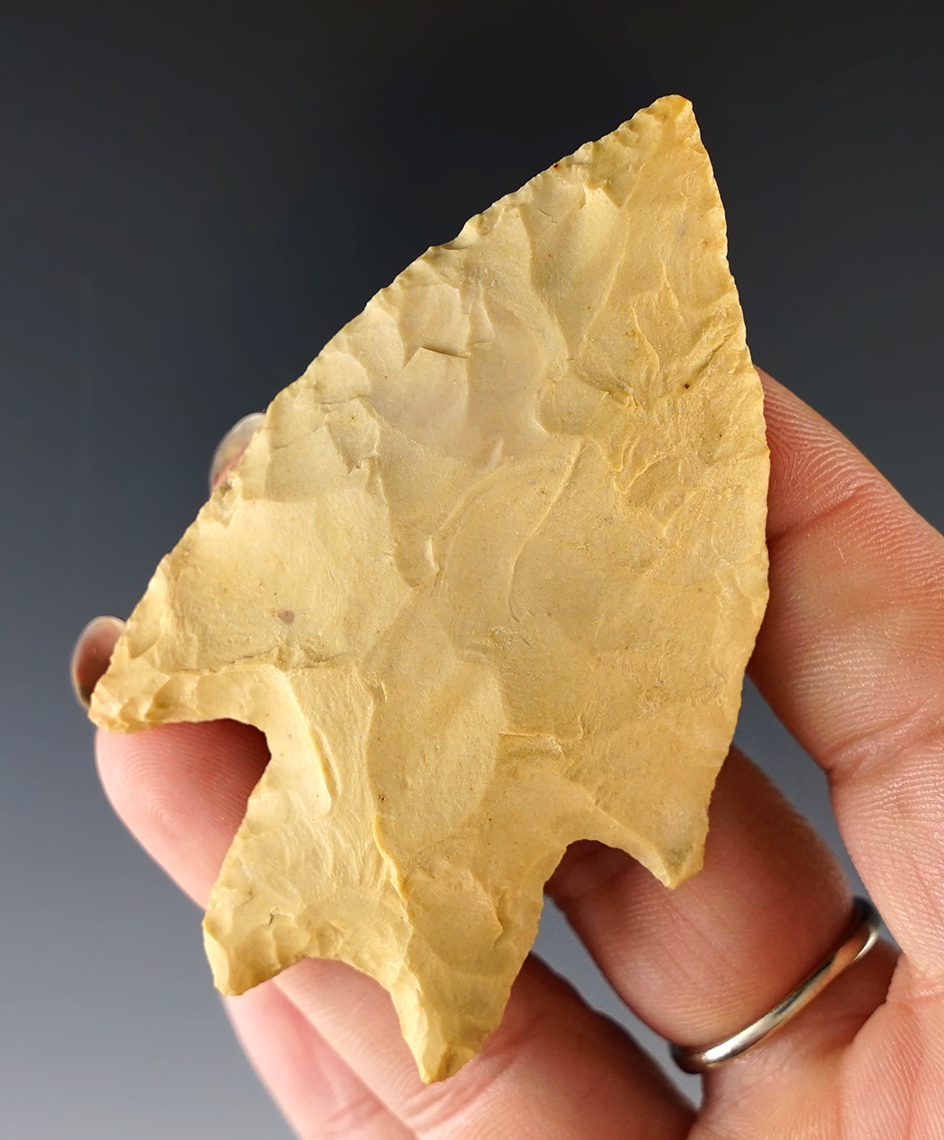 3" Pedernales - Burnet Co., Texas and made from a nice cream and tan colored Chert. Rogers COA.