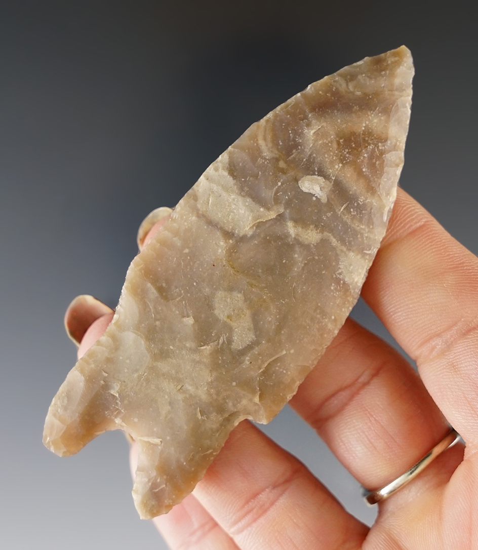 Outstanding 3 7/16" Pedernales made from banded flint. Found in Burnet Co., Texas - Rogers COA.
