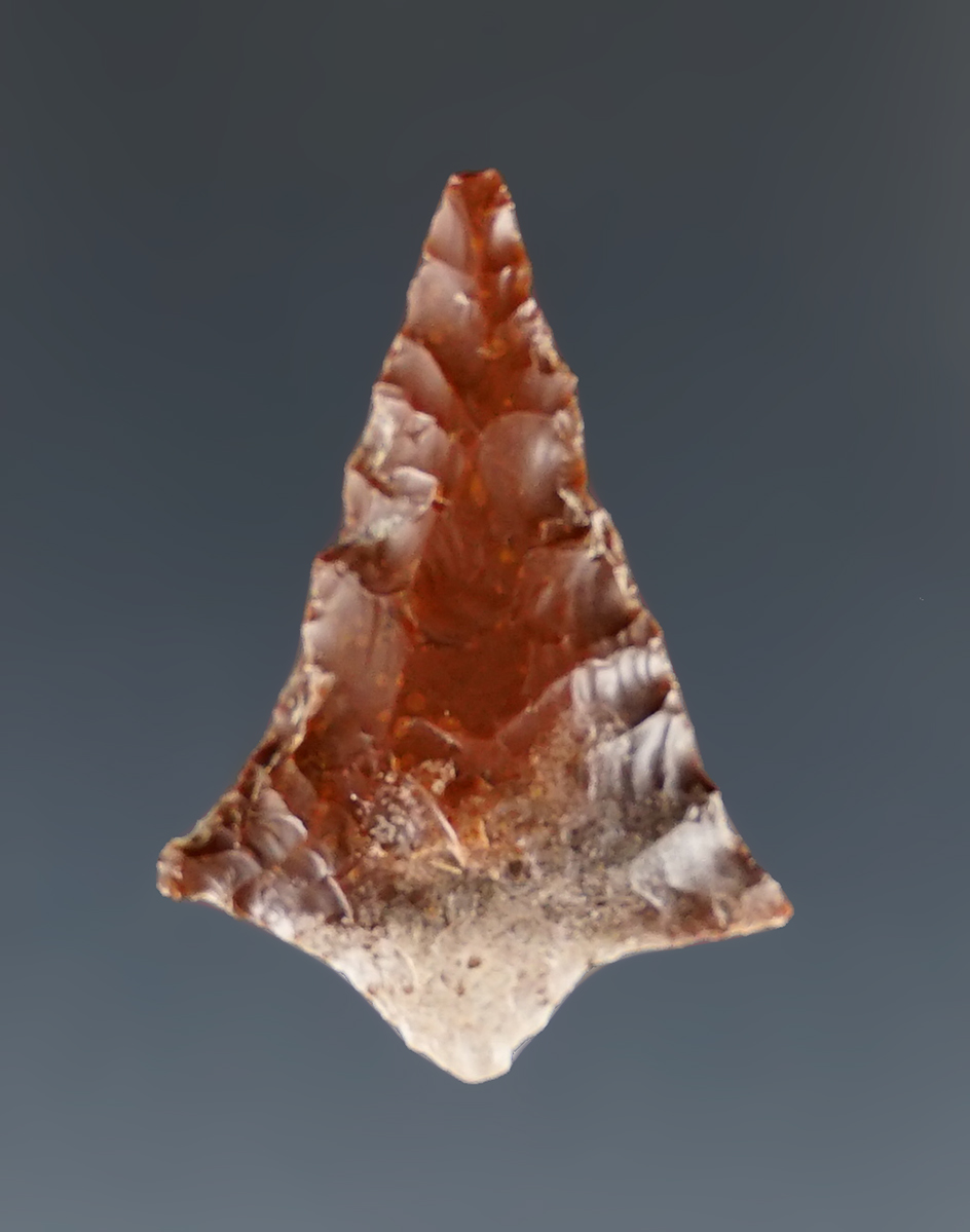 Beautiful material on this 1 1/16" Rabbit Island point found near the Columbia River.