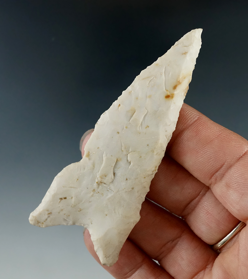 3 3/16" steeply beveled Dalton knife found in Jersey Co., Illinois.