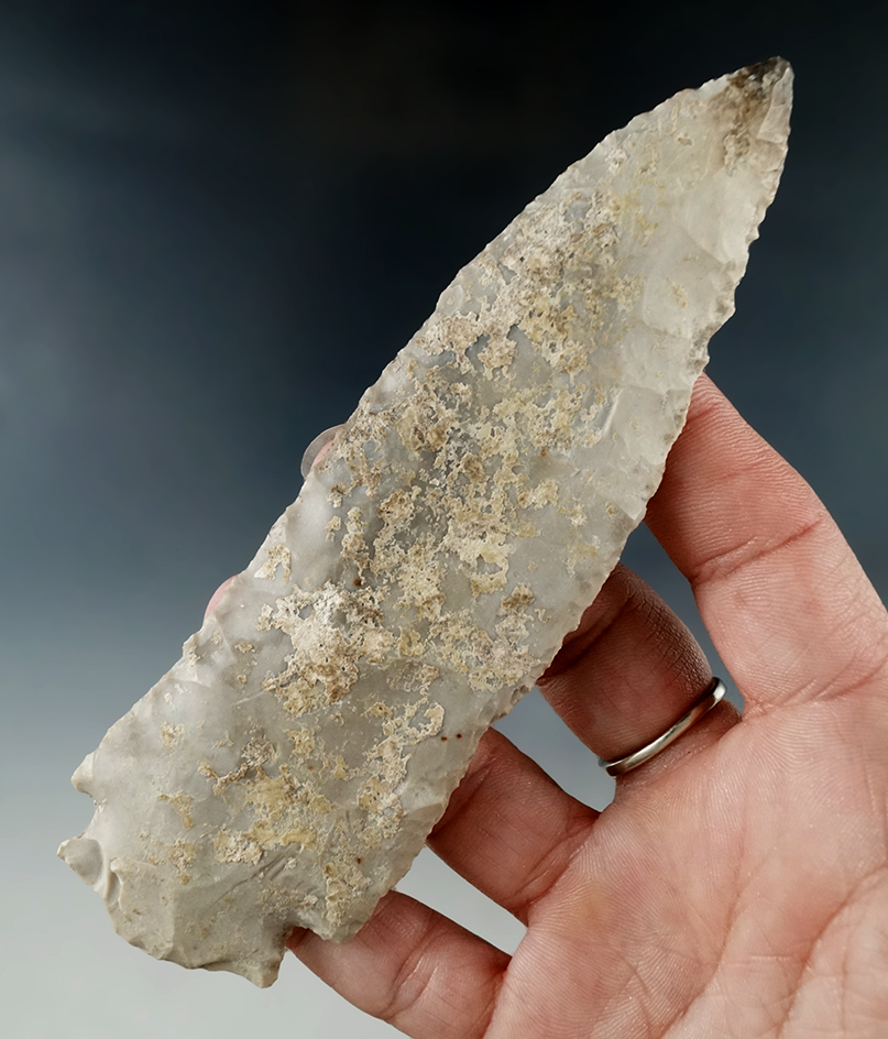 Ex. Museum! Large 5 5/16" San Saba knife with nice mineral deposits on surface found in Texas.