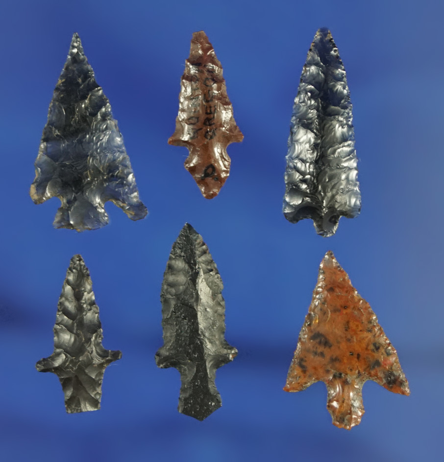 Set of six assorted Gempoints found near the Columbia River, largest is 7/8". All  very nice conditi