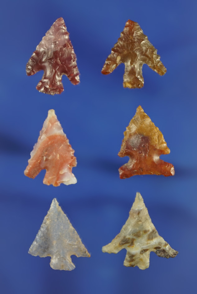 Set of six very attractive Columbia River Gempoints, largest is 13/16".