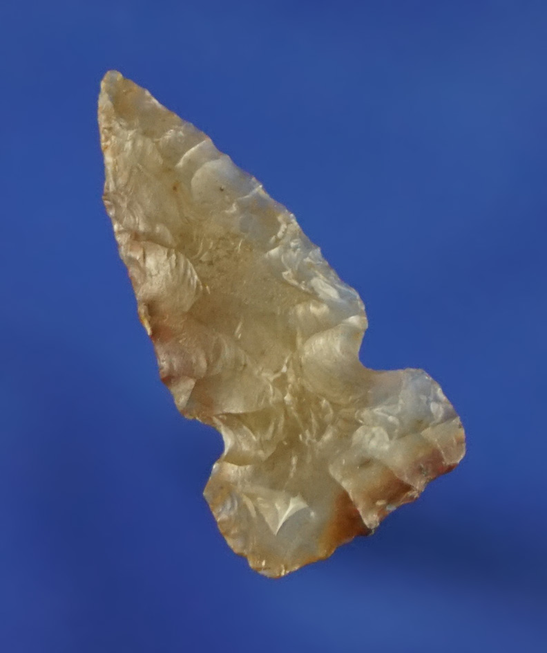 13/16" sidenotch Gempoint made from highly translucent, heavily patinated agate.  Oregon.