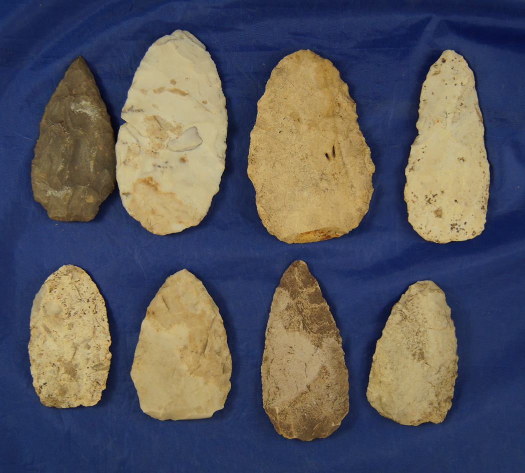 Set of eight Flint Blades found in Ohio, largest is 3 13/16".