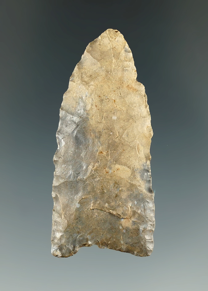 2" Clovis made from Hornstone, found in St. Clair Co., Illinois. Comes with a Partain COA.