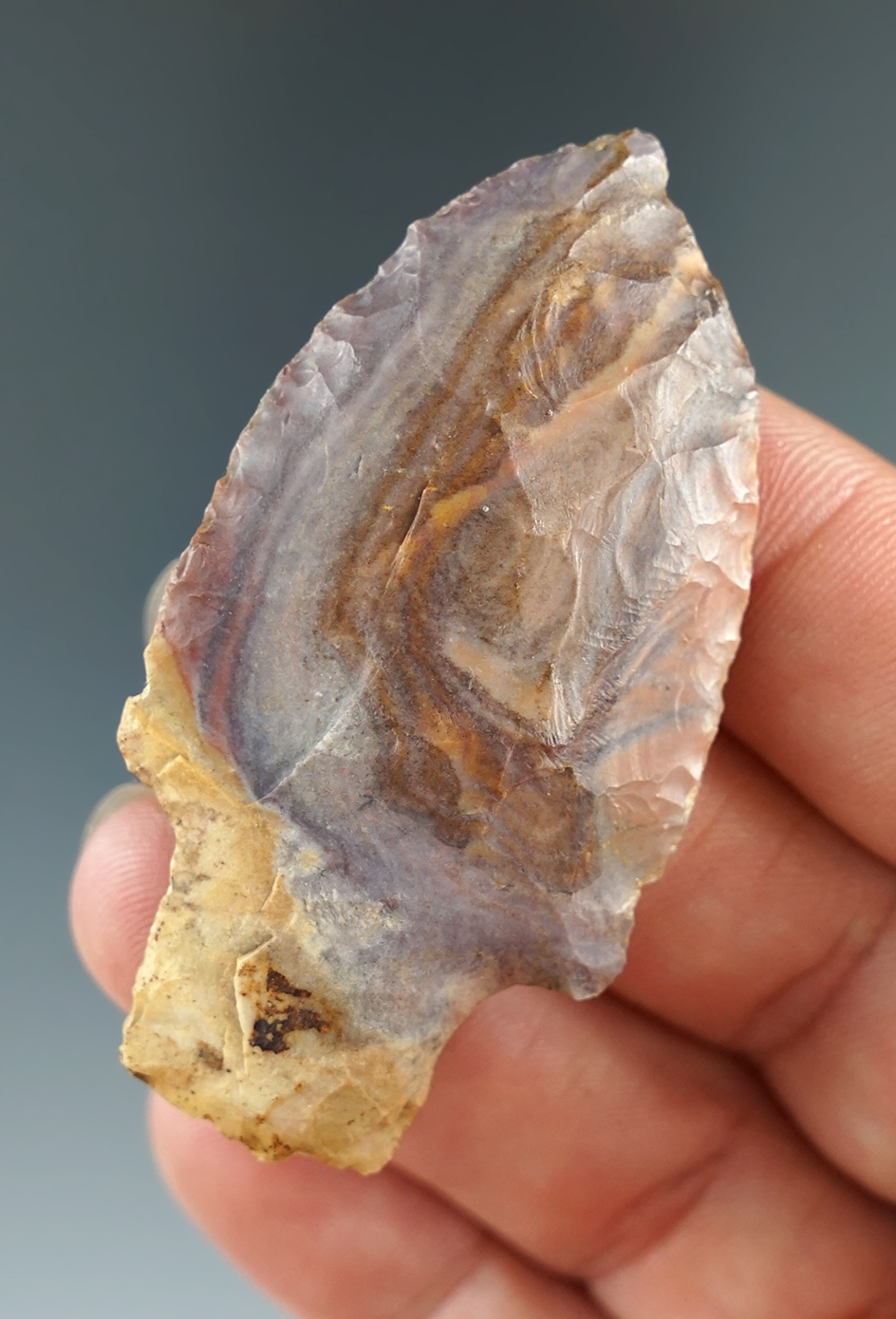 2 5/16" Knife made from beautiful mulit-colored material, found in Clinton Co., Illinois.