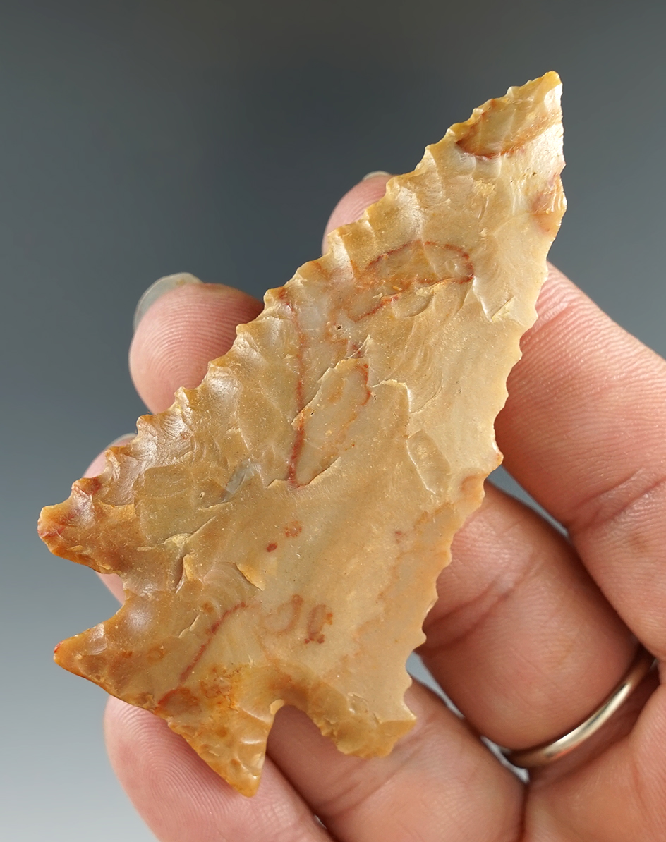 Beautiful material on this 2 13/16" Decatur made from Carter Cave Flint, found in Kentucky.