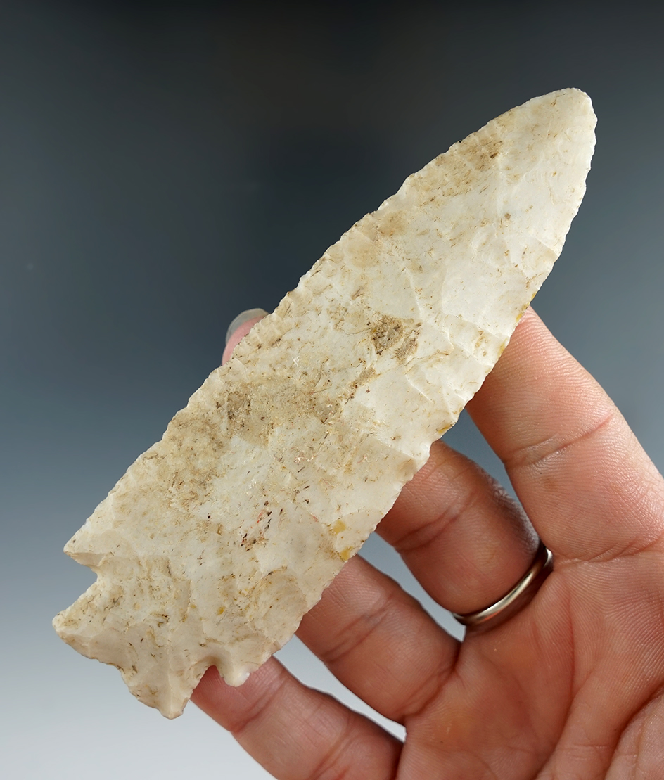 4 3/8" Hardin made from Burlington Chert, found in Illinois or Missouri area. Davis COA.