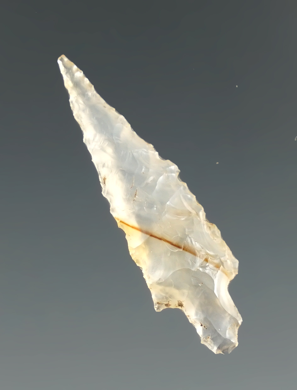 1 1/4" Dagger made from made from translucent Agate, Columbia River. Ex. Jim Hogue Collection.