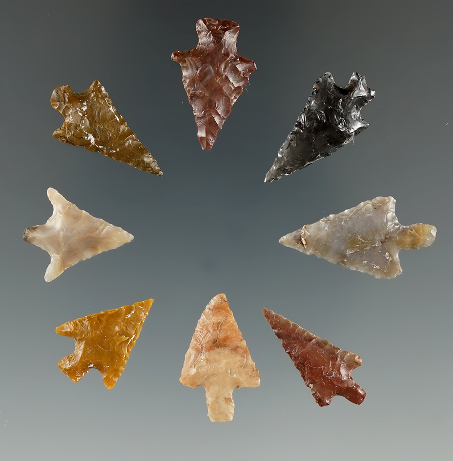 Set of 8 Gempoints found in Klickitat Co., Washington. Largest is 1".