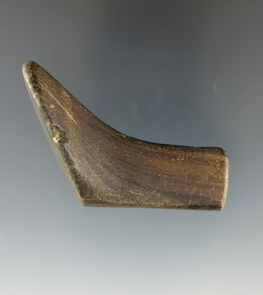 2 3/8" Anciently salvaged rear section of a Glacial Kame Birdstone found in New York.