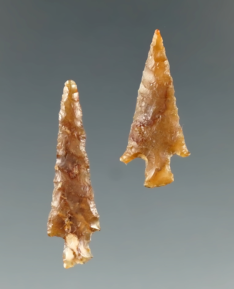 Pair of nice Gempoints made from semi-translucent Agate, largest is 1" - Goldendale, Washington.