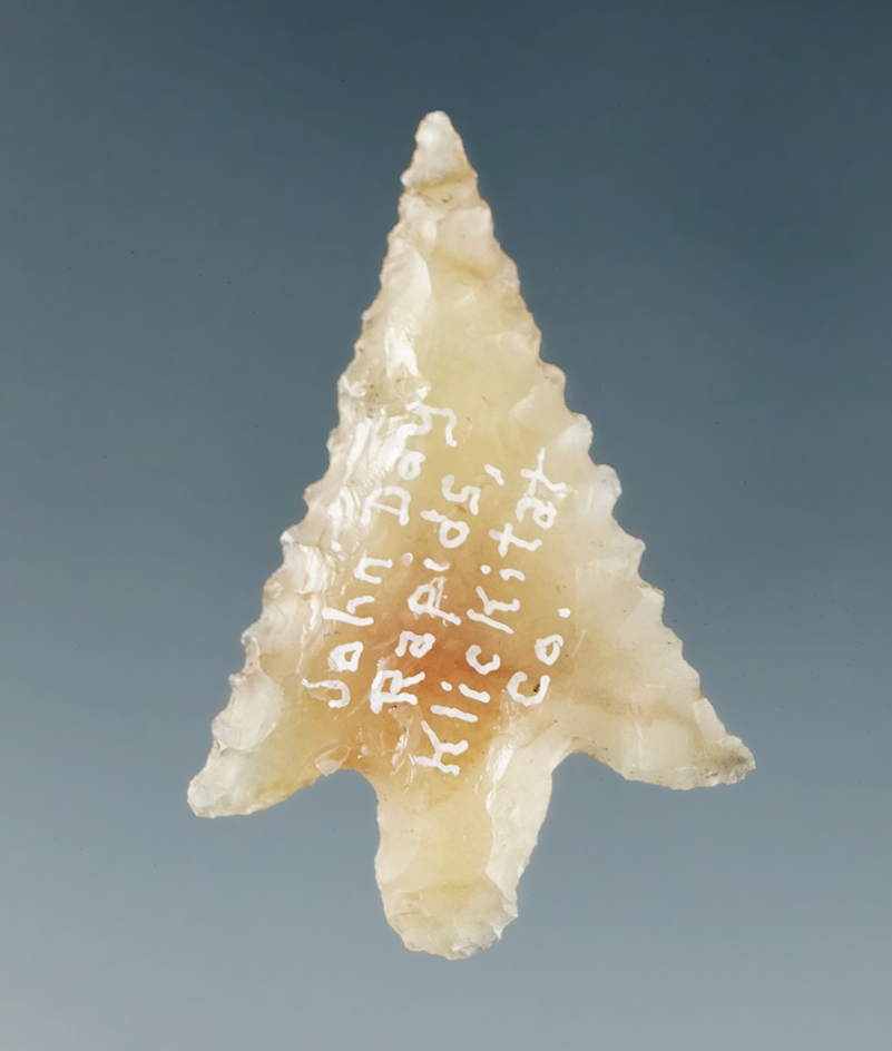 1" Gempoint made from translucent Agate with nice serrations.Columbia River, Klickitat Co., WA.