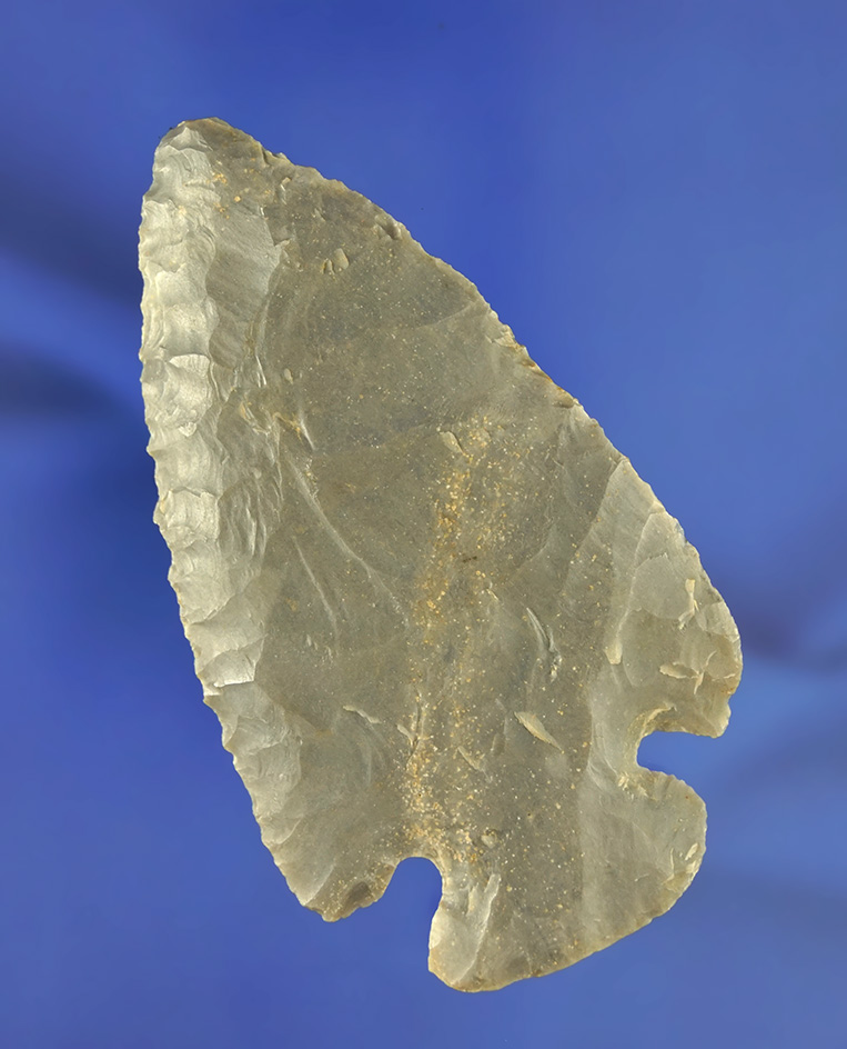 Well flaked and nicely styled 3 3/8" Dovetail made from multicolored Hornstone - Kentucky.