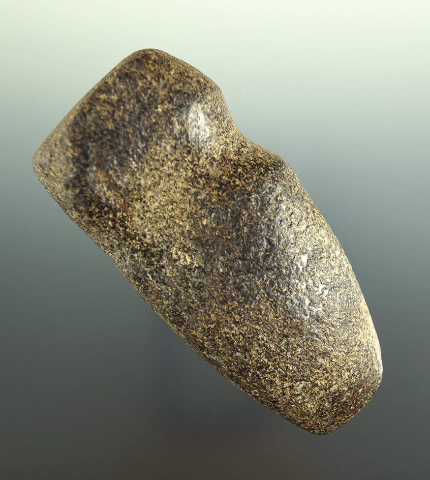 3 3/4" nicely styled 3/4 grooved Hardstone Axe found in Richland Co.,  Ohio.