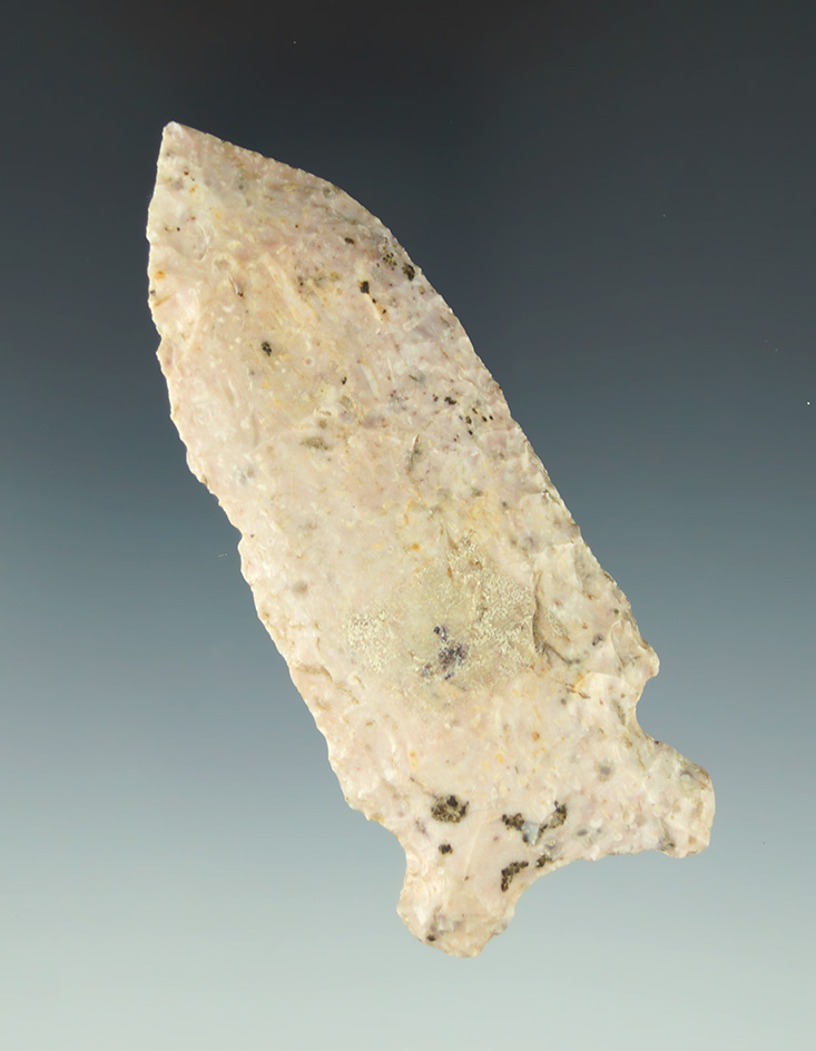 3 1/4" Graham Cave made from Burlington chert found in Morgan Co.,  Missouri. Dickey COA.