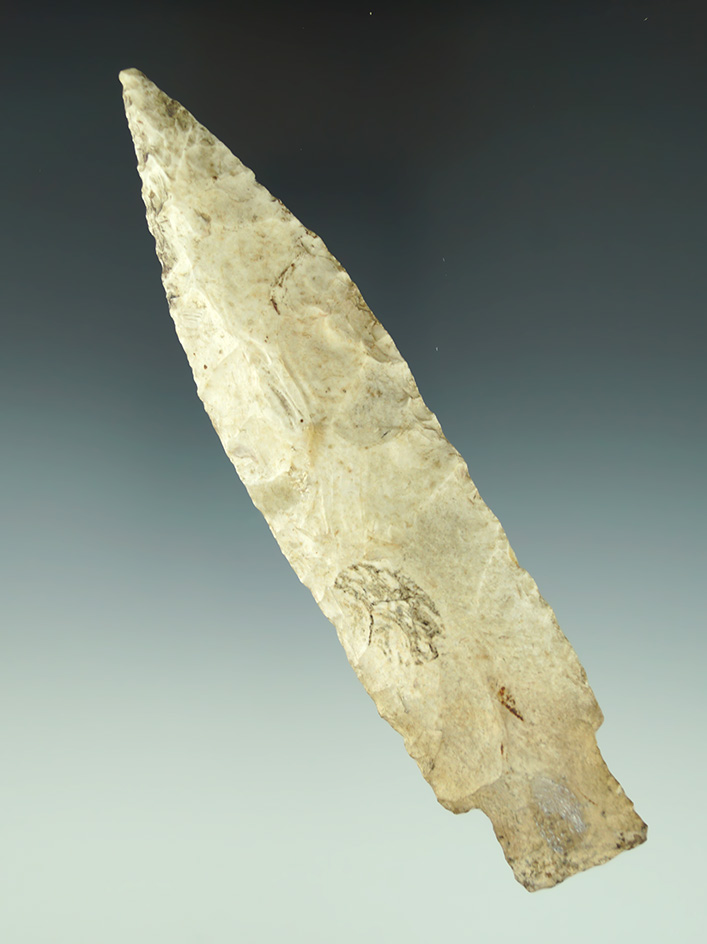 5 5/8" Etley made from Burlington chert found in Ralls Co.,  Missouri. Dickey COA.
