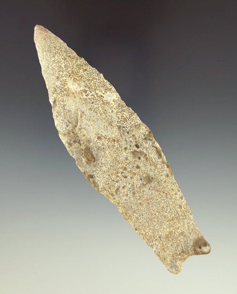 4 7/16" Sedalia made from Fossil Flint found in Benton Co.,  Missouri. Meadows COA.