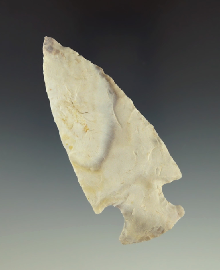 3 1/4" Gibson point made from Mozarkite Flint found in Benton Co.,  Missouri.  Meadows COA.