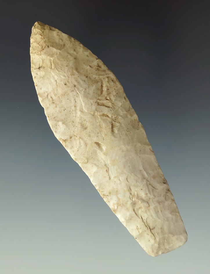 Classic style 3 5/8" Hell Gap made from Burlington chert found in Missouri.