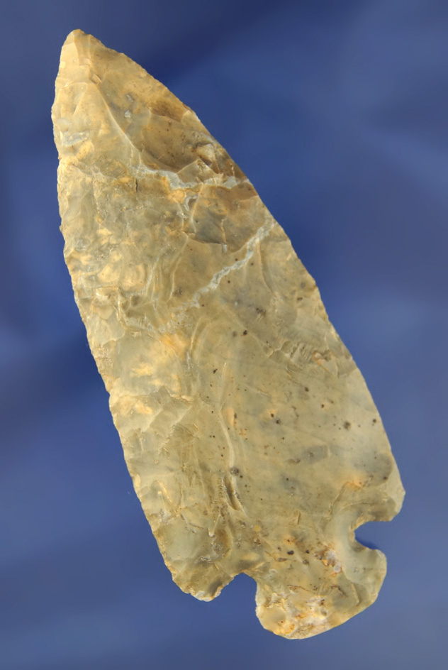 4 1/4" Flint Ridge Flint Archaic Dovetail found in Fairfield Co.Ohio.