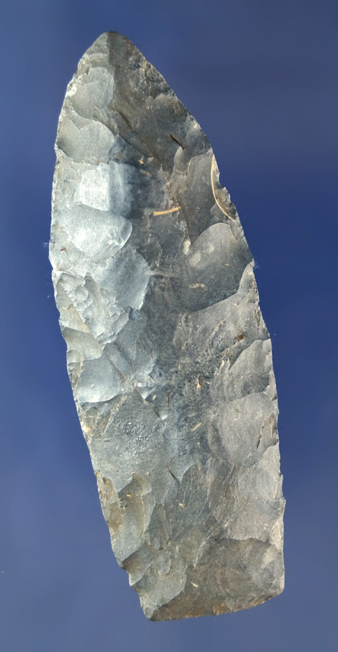 2 7/8" Coshocton Flint Paleo Lance found in Medina Co., Ohio. Ex.Elmer Grimm collection.