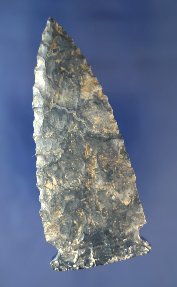 Nicely patinated 3 9/16" Meadowood made from Upper Mercer Flint found in Darke Co., Ohio.