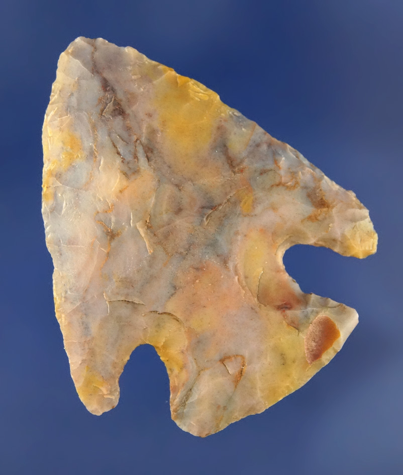2 1/16" Hopewell made from beautifully colored Flint Ridge Flint found in Morrow Co., Ohio.