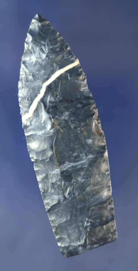 3" Coshocton Flint Paleo Lanceolate with a lightning line found in Tuscarawas Co., Ohio.  Stermer CO