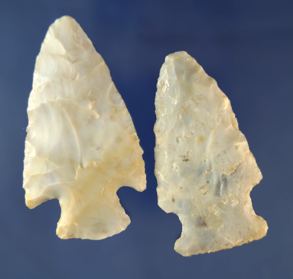 Pair of well styled Flint Ridge Flint Hopewell Points - largest is 2 3/4" found in Ohio.