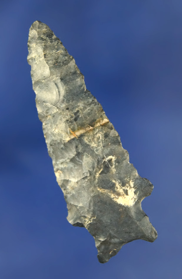2 3/8" Transitional Paleo Point made from Coshocton Flint found in Wood Co., Ohio. Ex. Don Jardine