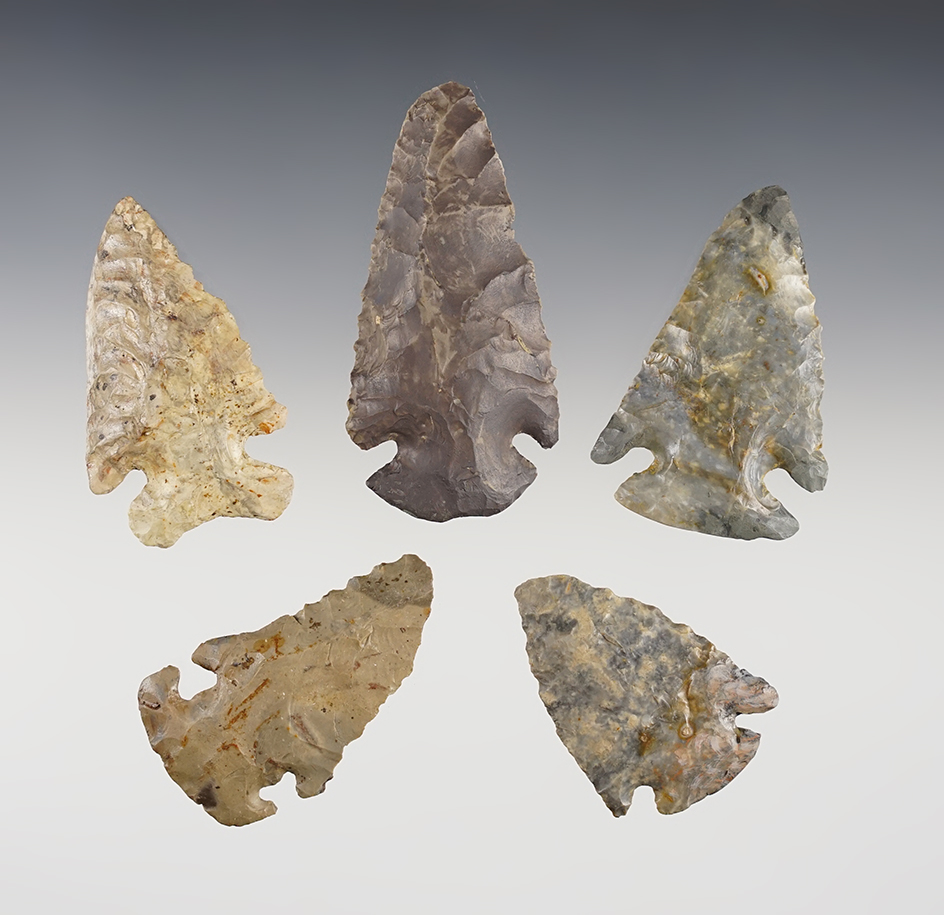 Set of 5 restored Ohio points. The largest is 2 7/8".