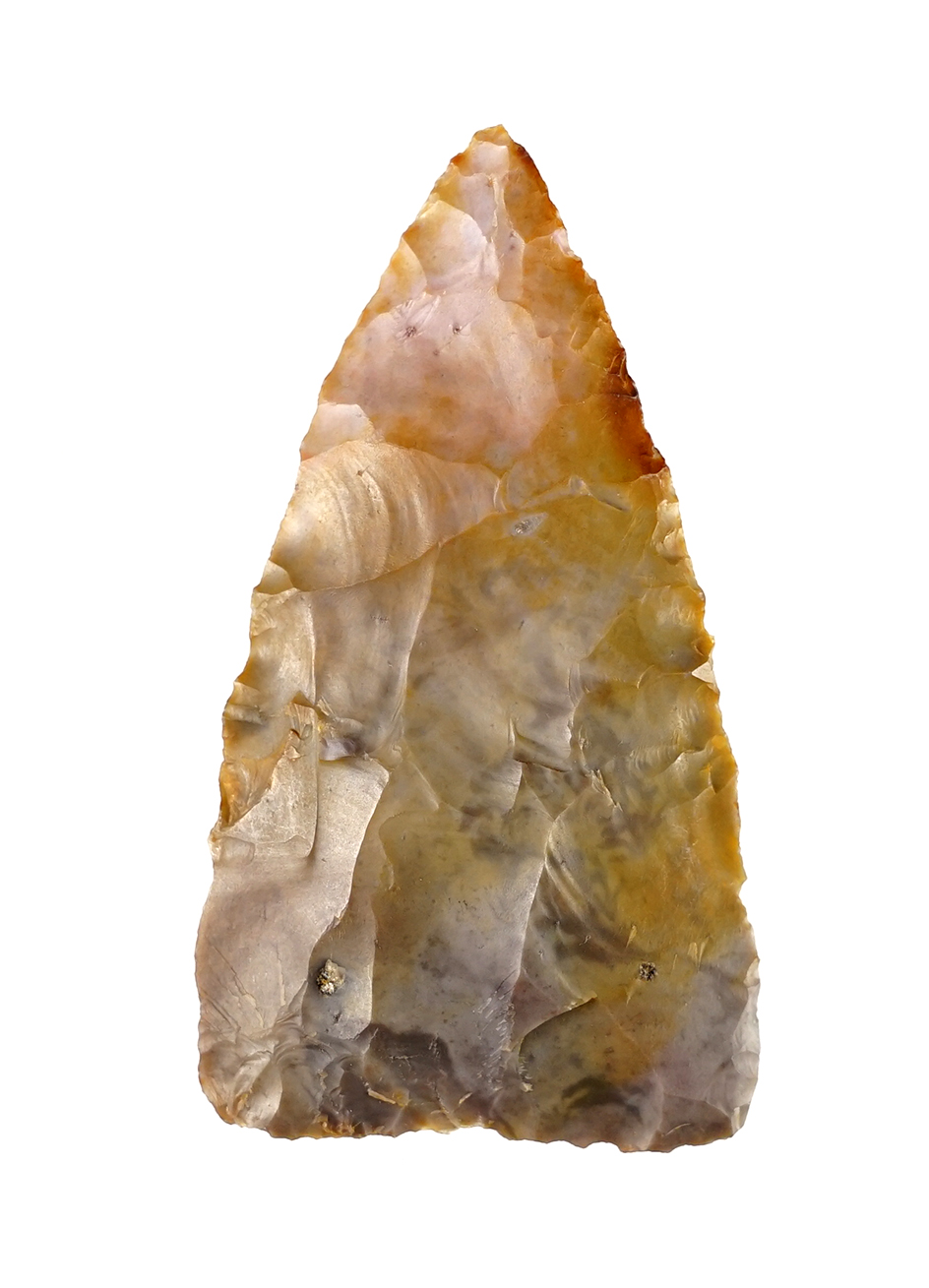 Beautiful 2 11/16" Triangular Ohio Knife made from highly colorful Flint Ridge Flint.