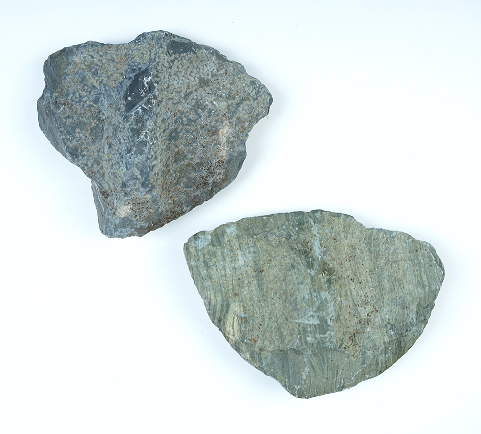 Pair of Bannerstone Preforms found near Troy, Miami Co., Ohio. Ex. Ron Thiebeau.