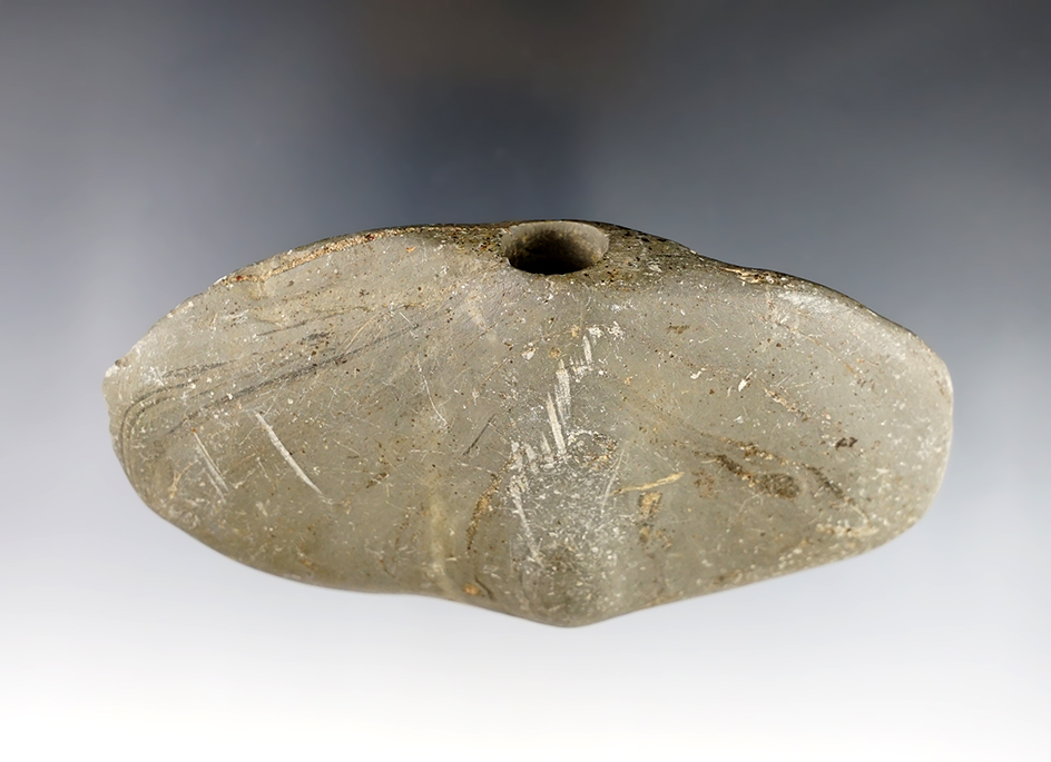 Nicely made 4 7/16" wide Wing Bannerstone found in Hancock Co., Ohio. Ex. Dr. Schaeffer.