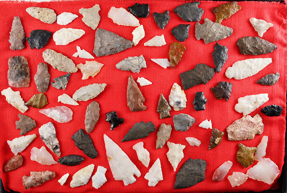 Large group of assorted points, many have some damage, found in the western U. S. 