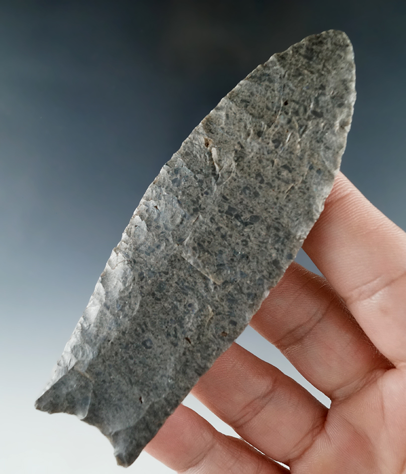 4" long Paleo Fluted Clovis found in Martin Co., Kentucky from the Jim Ryan collection. 3 COAs.