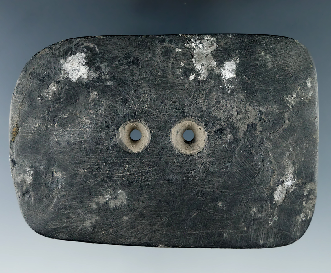 3 15/16" Hopewell Rectangular Gorget - Cannel Coal. Washington Twp., Scioto Co., OH. Bennett COA.