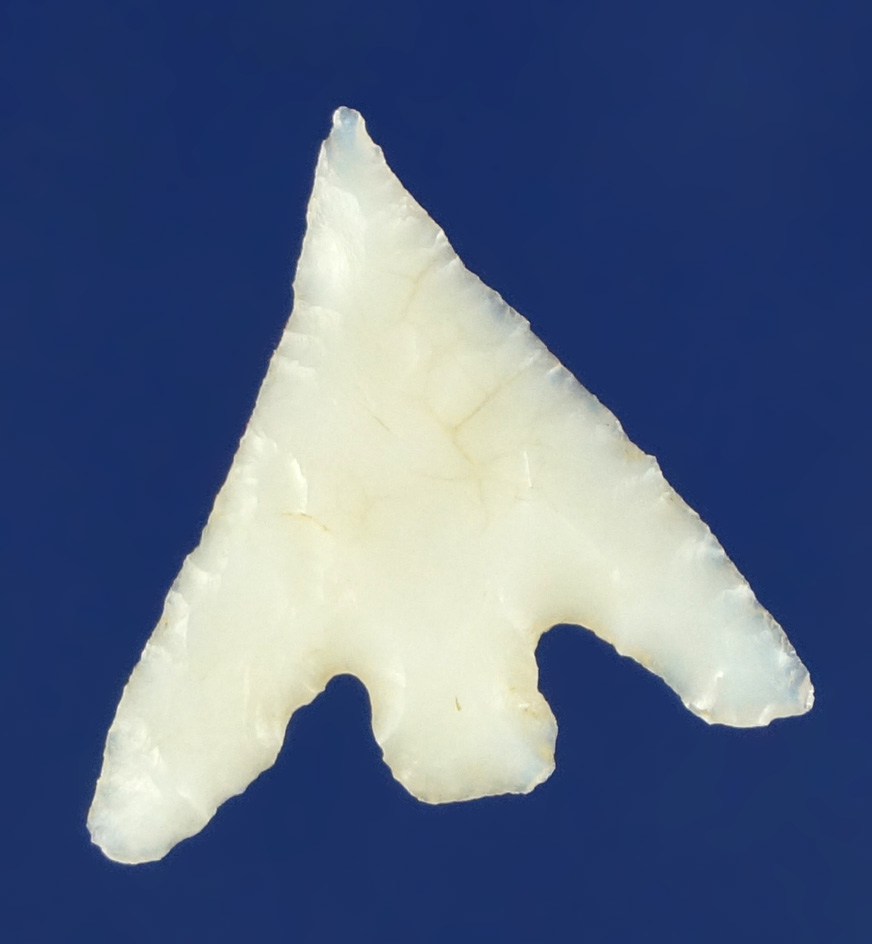 3/4" well styled white Chalcedony Columbia Plateau with a nice tip found near Fountain Bar