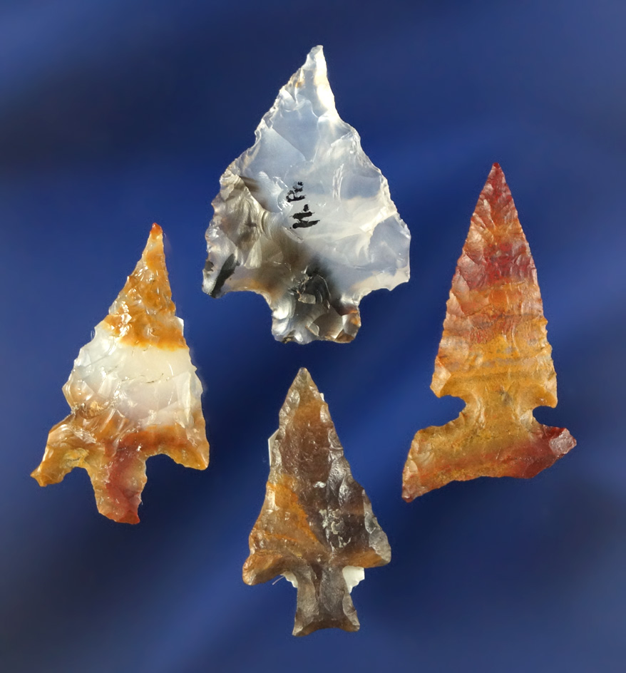 Set of four Columbia River Gempoints, largest is 1 1/16".