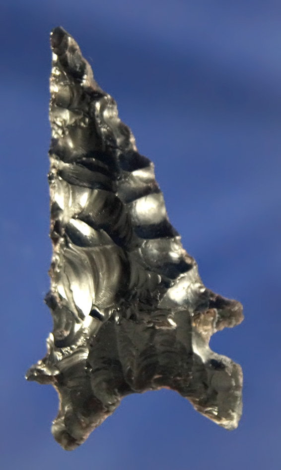 Unique basal style on this 1 7/8" Obsidian Elko Eared found in Oregon.