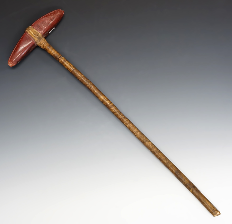 Nice! 24" long Catlinite Plains Indian bi-pointed Club with a leather wrapped wood handle.